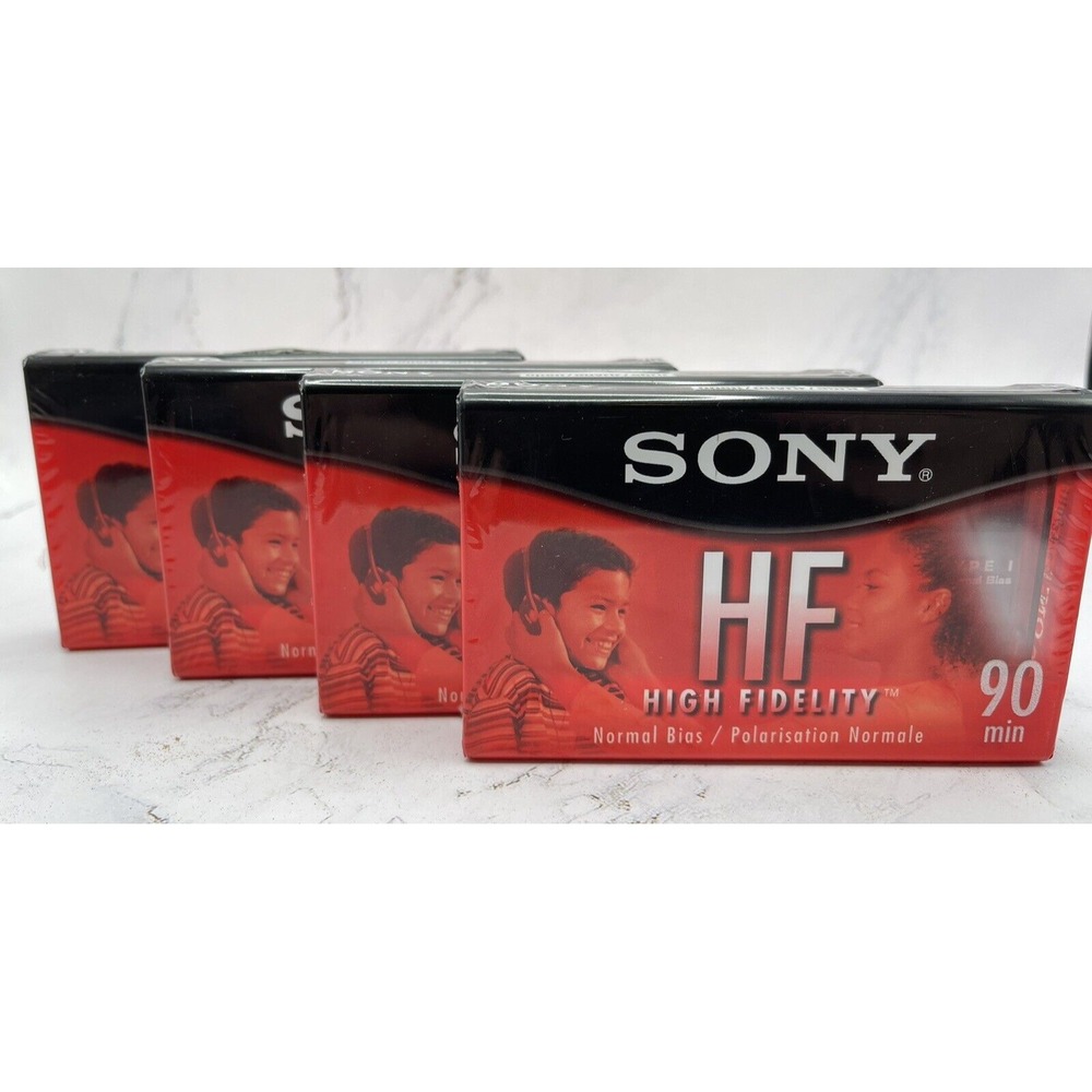 Lot of 4 New & Sealed Sony High‎ Fidelity HF 90 Min Audio Blank Cassette Tapes
